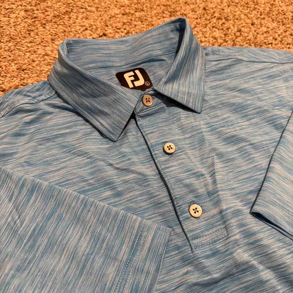 FootJoy FJ Golf Polo Shirt Mens Large Heather Blue Performance